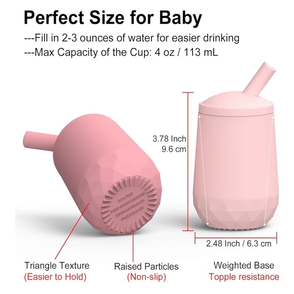 Seposeve 2 pack Silicone Straw Cups, pink, purple, 4oz - Picture 2 of 11